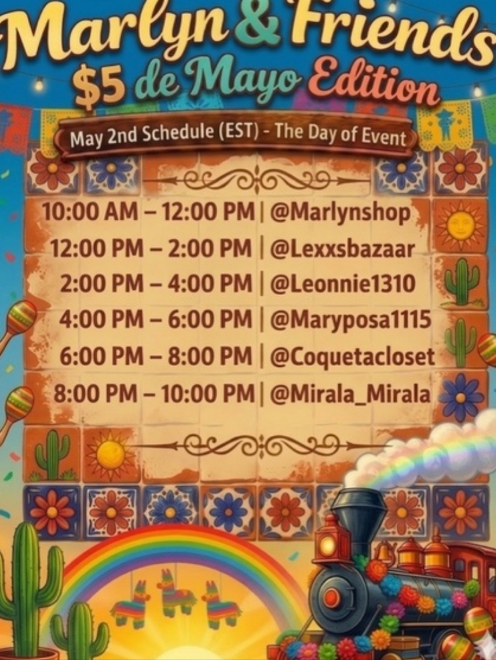 MARLYN & FRIENDS TRAIN SHOW! $5 DE MAYO!